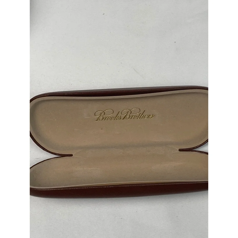 Brooks Brothers Brown‎ Eyeglass Case Hard Shell Gold Logo